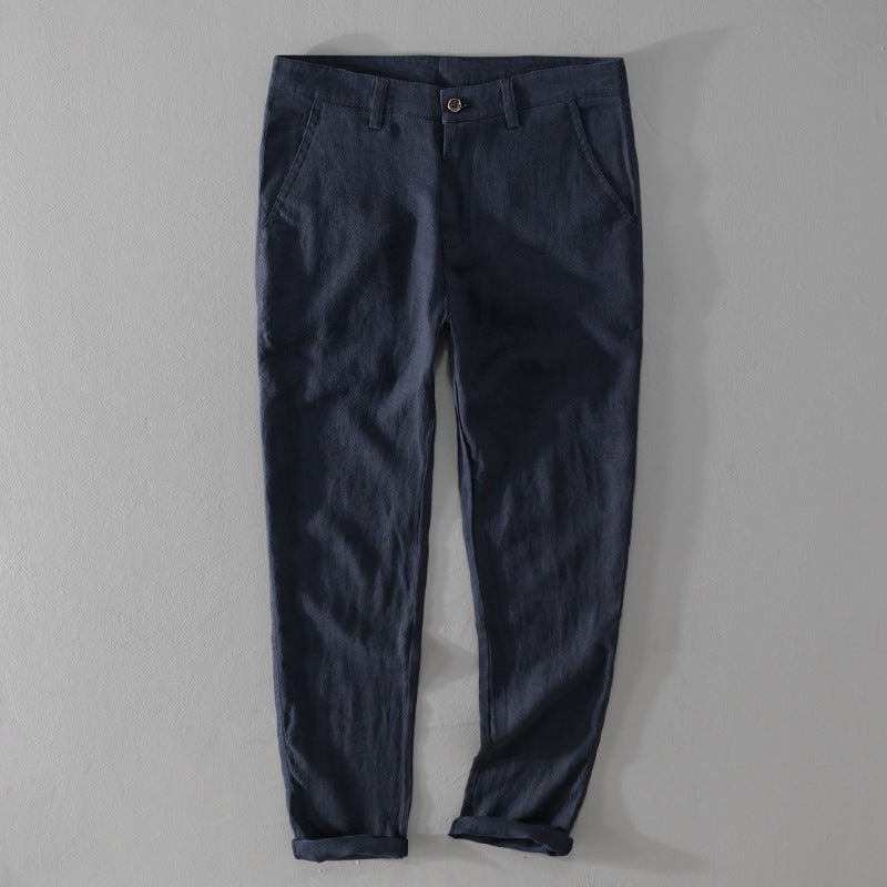 Men's Lightweight Linen Chino with Slim Fit and Rolled Hem Mune Fashion