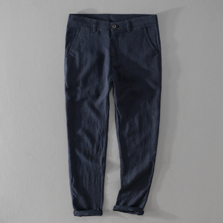 Men's Lightweight Linen Chino with Slim Fit and Rolled Hem Mune Fashion