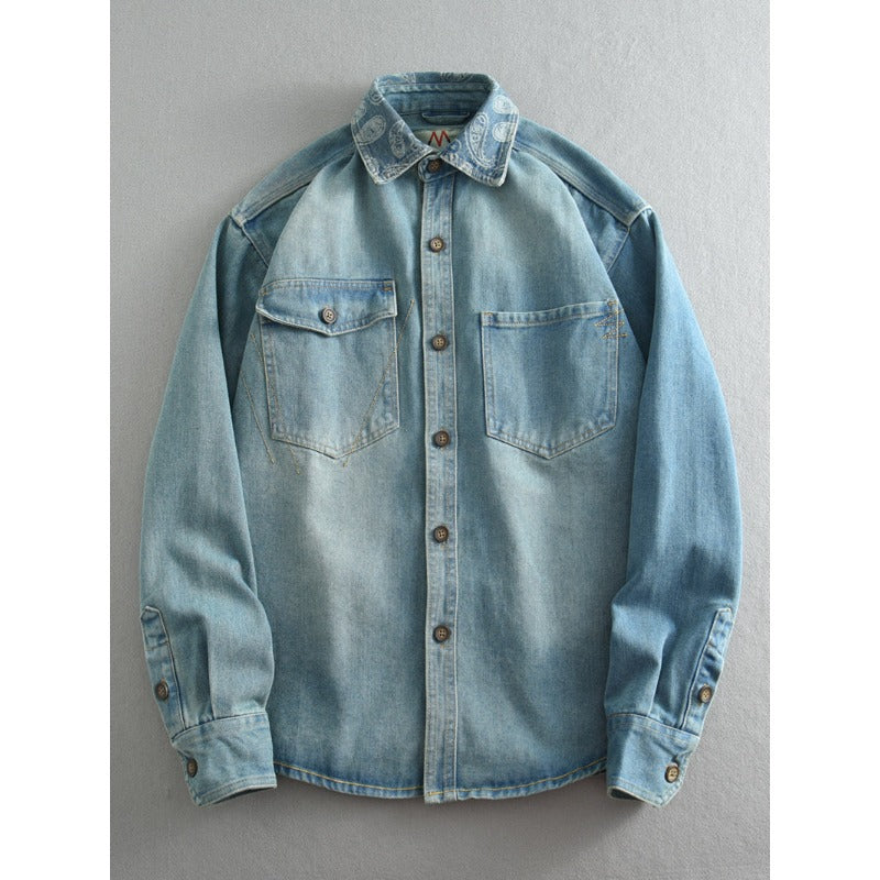 Unisex Overshirt made of washed denim with relaxed fit and patch pockets Mune Fashion