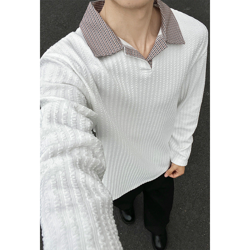 Men's Long Sleeve Shirt with Modern Structural Pattern Mune Fashion