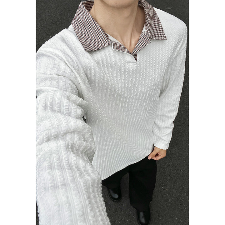 Men's Long Sleeve Shirt with Modern Structural Pattern Mune Fashion