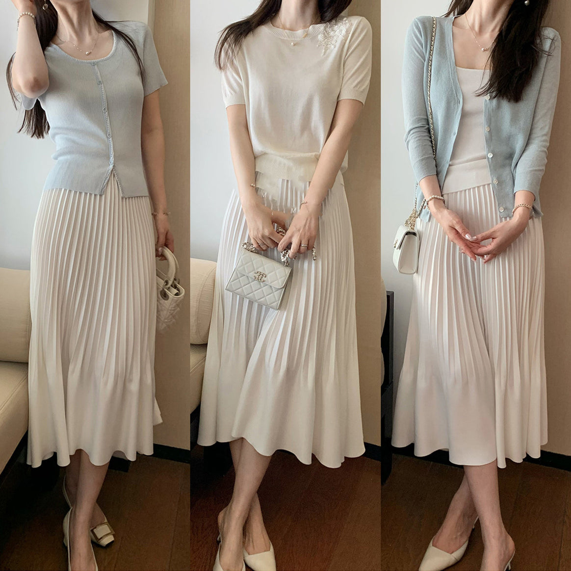 Ladies Pleated Midi Skirt Mune Fashion