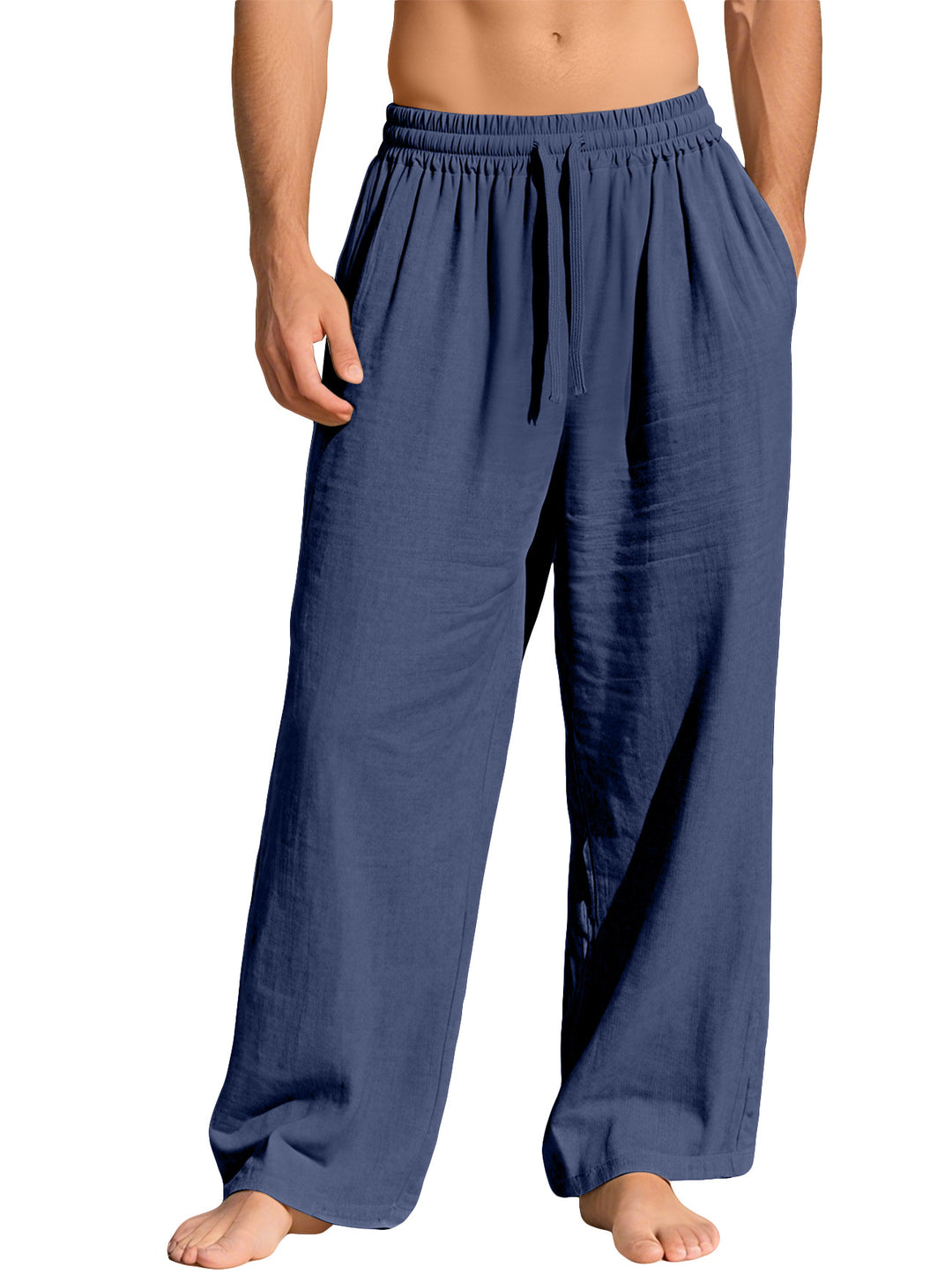 Men's lightweight linen lounge pants with elastic waistband and side pockets Mune Fashion