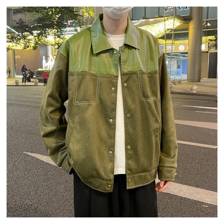 Men's overshirt made of suede with shiny shoulder trim and casual cut Mune Fashion