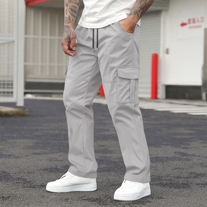 Men's nano technical cargo leisure pants with drawstring waistband, straight leg, and patch flap pockets Mune Fashion