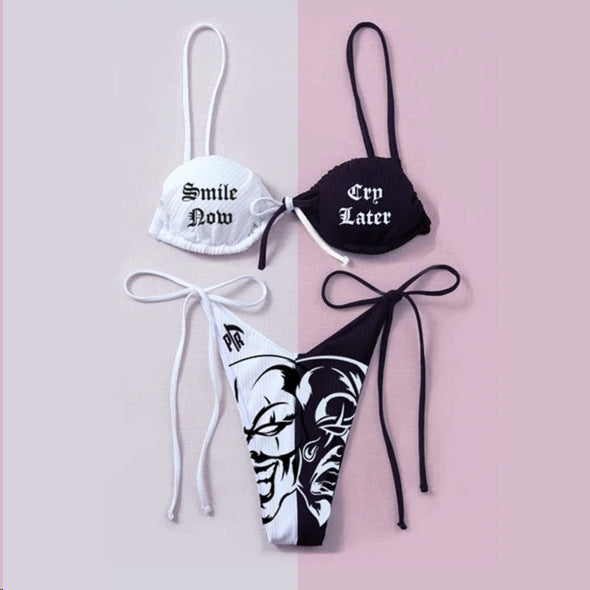 Ladies Bandeau Bikini Set with striking graphic print Mune Fashion