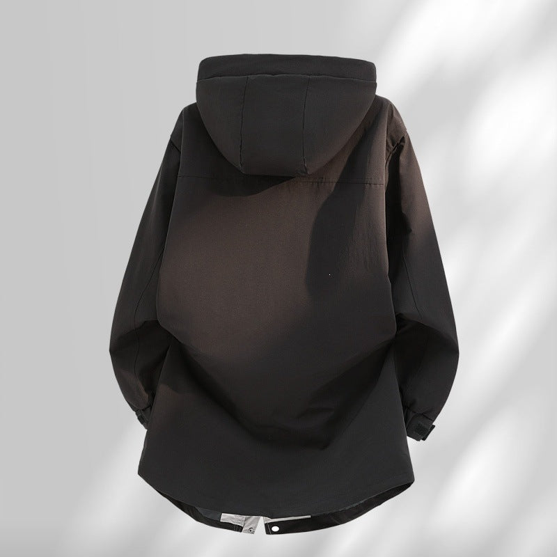 Men's Water-Repellent Oversized Utility Transitional Jacket with Hood and Concealed Two-Way Zipper Mune Fashion