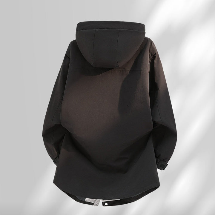 Men's Water-Repellent Oversized Utility Transitional Jacket with Hood and Concealed Two-Way Zipper Mune Fashion
