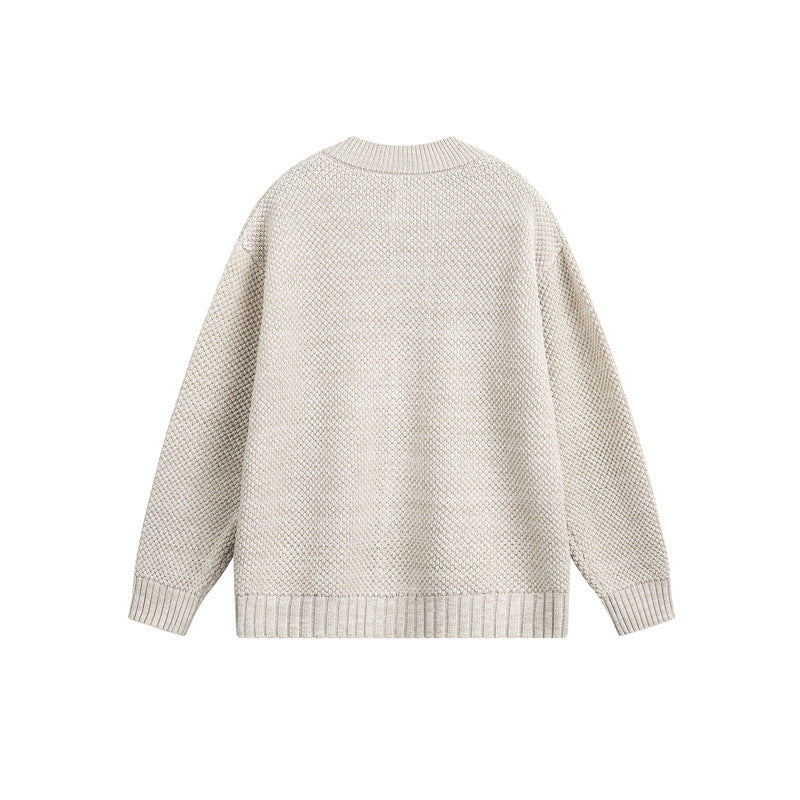 Unisex Chunky Knit Cardigan with Pearl Pattern and Full Button Placket Mune Fashion