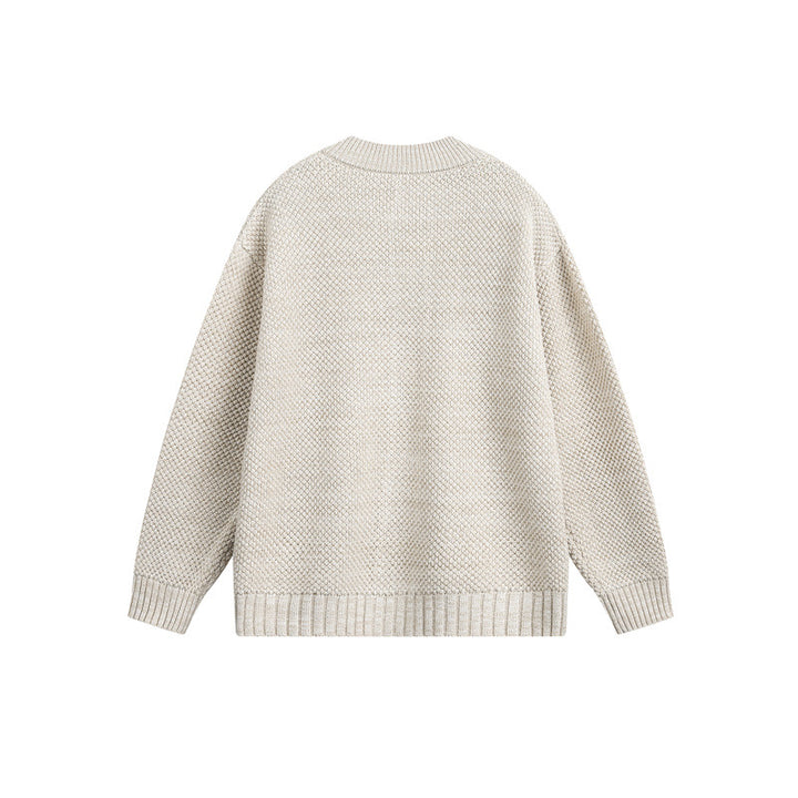 Unisex Chunky Knit Cardigan with Pearl Pattern and Full Button Placket Mune Fashion