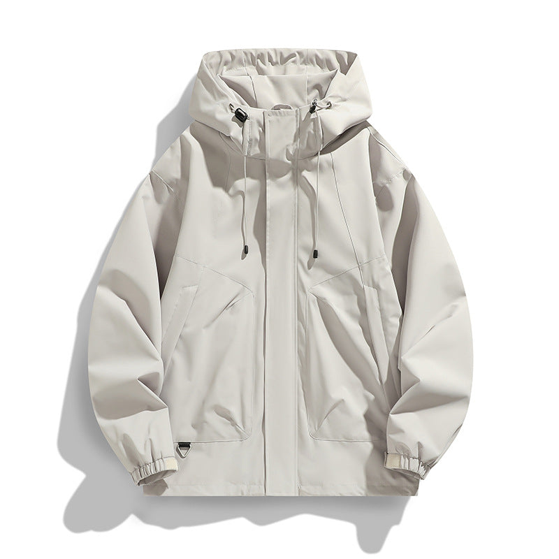 Men's Lightweight Wind and Water Resistant Hooded Jacket in Urban Utility Style with Concealed Zipper Placket Mune Fashion