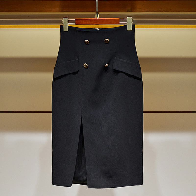 Women's Elegant Pencil Skirt with Button Details Mune Fashion