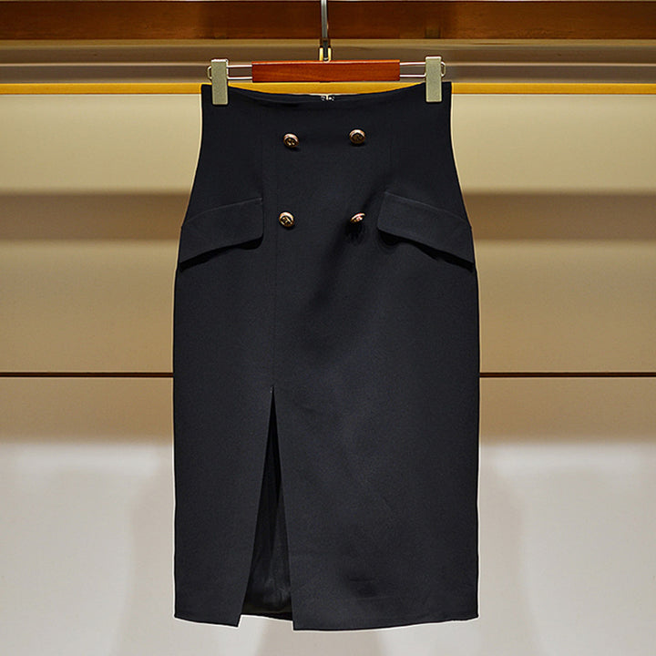 Women's Elegant Pencil Skirt with Button Details Mune Fashion