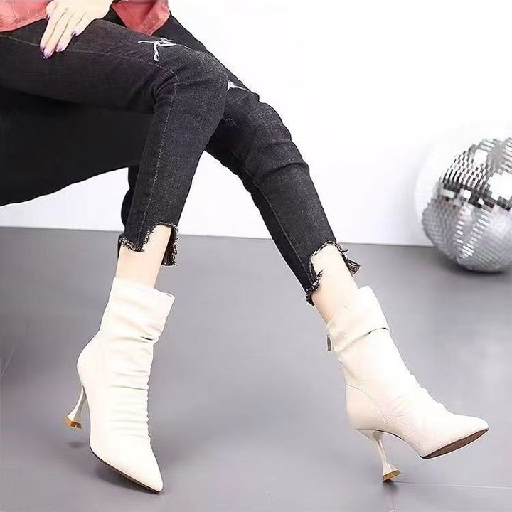 Women Elegant Ankle Boots with Slip-On Design and High Heel Mune Fashion