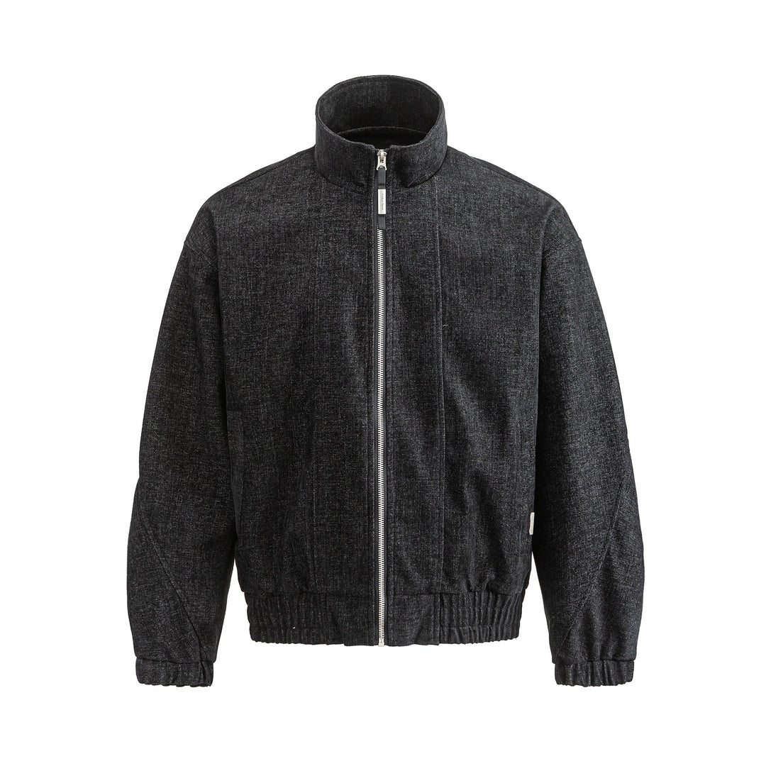 Unisex Boxy Bomber Jacket made of structured denim look with high standing collar Mune Fashion