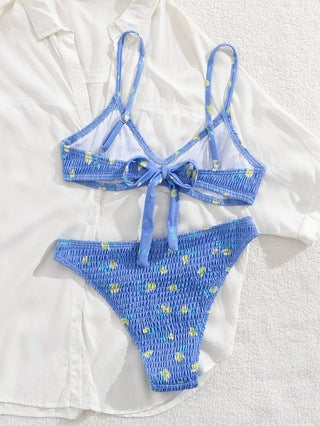 Ladies triangle bikini in playful design with knotted embellished top Mune Fashion