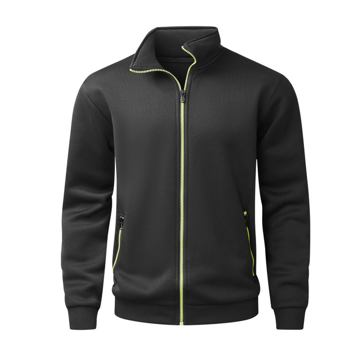 Men's fleece cardigan with full zip, stand collar & neon contrast details Mune Fashion