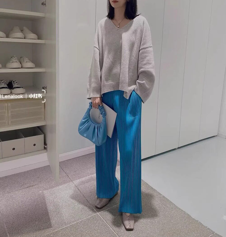 Women's Elegant Pleated Pants Drune
