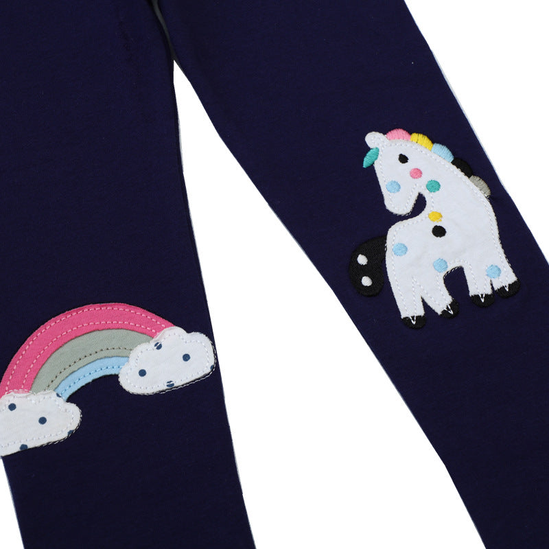 Girls leggings with enchanting unicorn and rainbow appliqués Mune Fashion