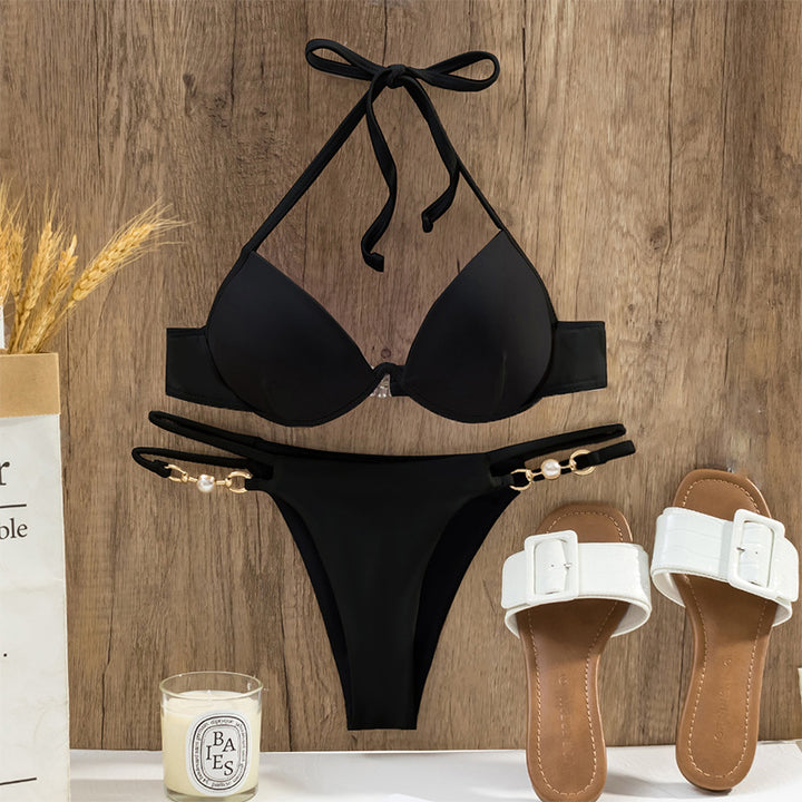 Ladies Triangle Bikini with Luxurious Pearl Details Mune Fashion