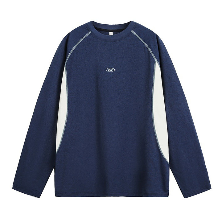 Unisex Long Sleeve Sweatshirt with Raglan Seams, Contrast Sides and Minimalist Logo Embroidery Mune Fashion
