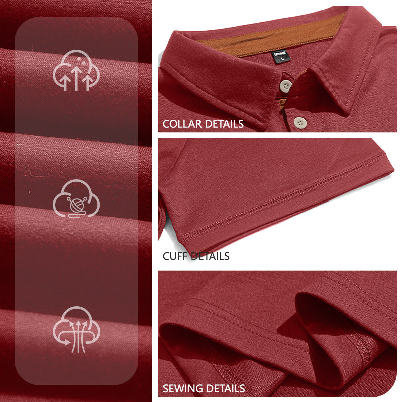 Men's short sleeve polo collar shirt made of textured jersey with chest pocket and contrasting button placket Mune Fashion