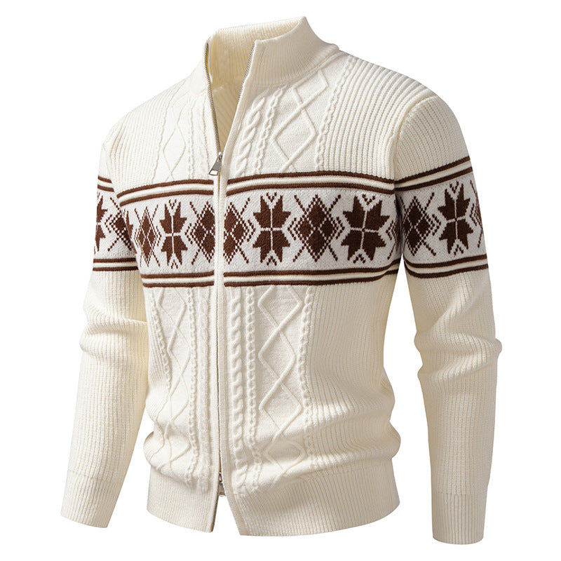 Men's Norwegian cardigan with full zip and high stand-up collar Mune Fashion