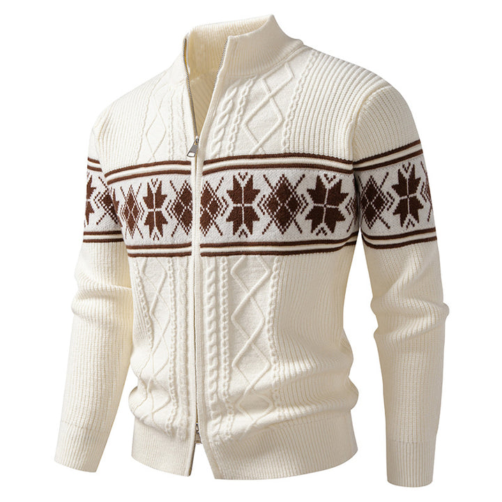 Men's Norwegian cardigan with full zip and high stand-up collar Mune Fashion