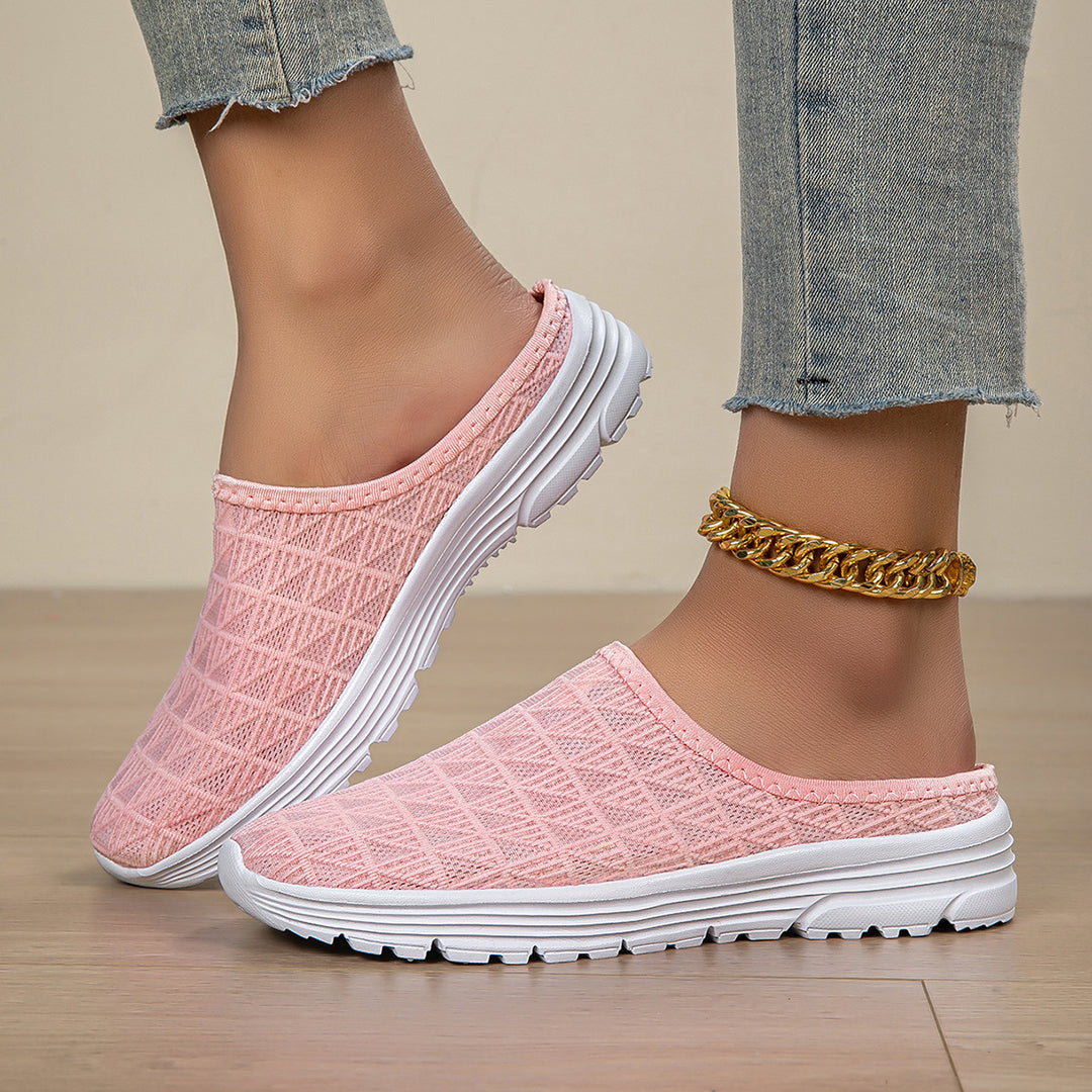 Ladies' breathable mesh slippers with diamond-structured upper and cushioned lightweight sole Mune Fashion
