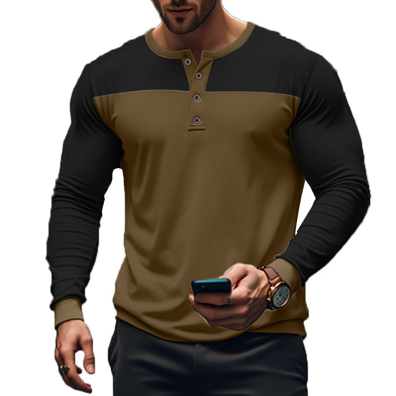 Men's functional Henley long-sleeve shirt with raglan sleeves, reinforced button placket, and tailored fit Mune Fashion