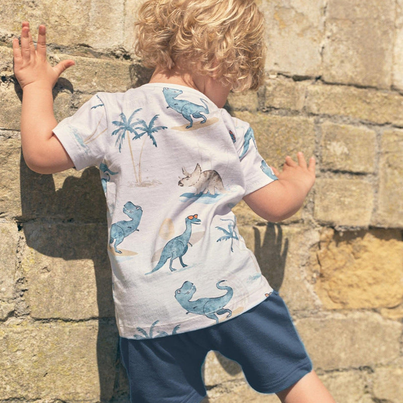 Boys Summer Outfit with Dinosaur Print Mune Fashion