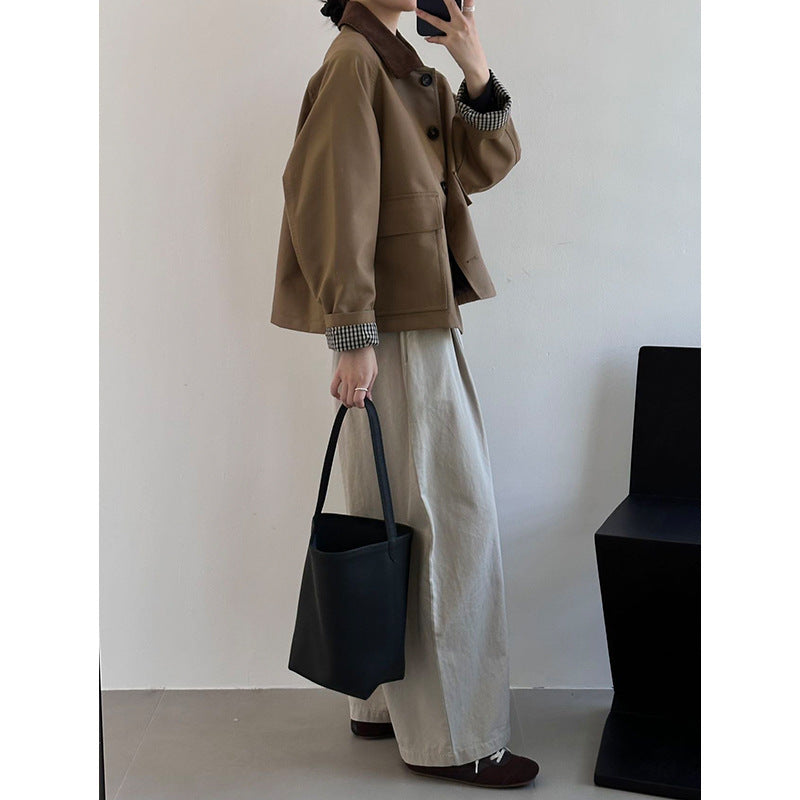 Women Boxy Transitional Jacket with Cord Collar and Large Flap Pockets Mune Fashion