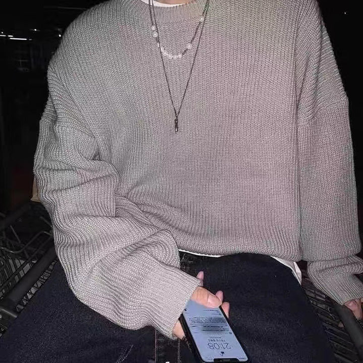 Men's chunky knit sweater with round neckline and casual fit Mune Fashion
