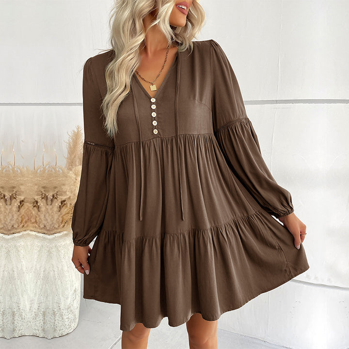 Women's Flowing Shirt Dress with Ruffles Mune Fashion