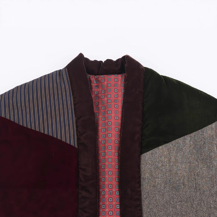 Women's Quilted Patchwork Vest with Voluminous Shawl Collar Mune Fashion