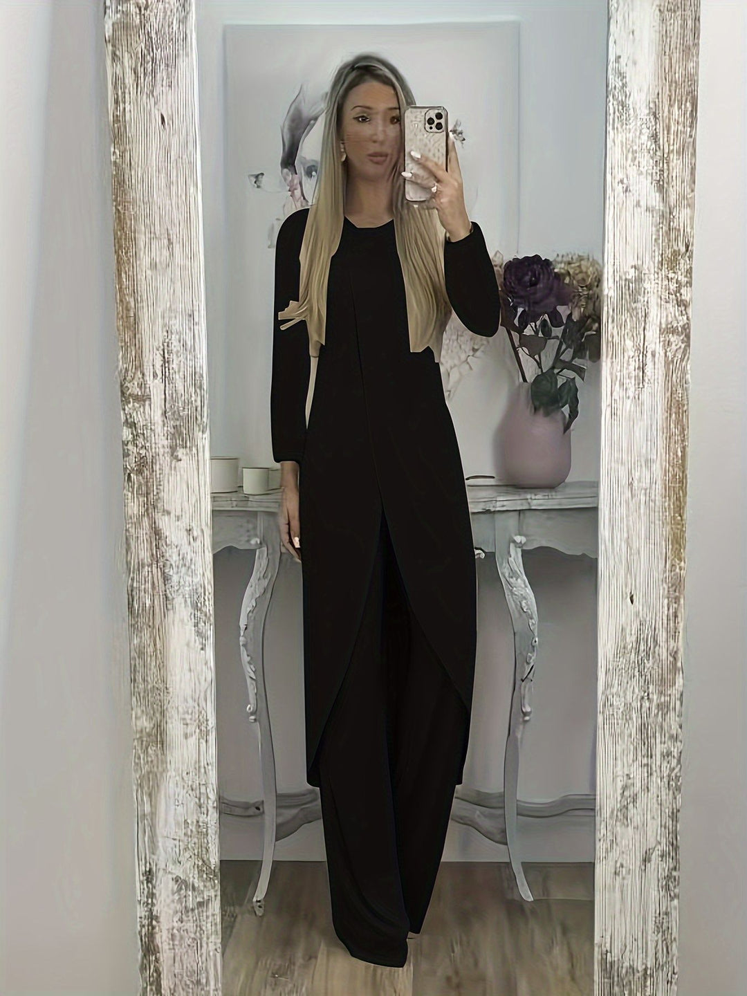 Women Elegant Maxi Dress with Wrap Look, Asymmetric Draping and Front Slit Mune Fashion