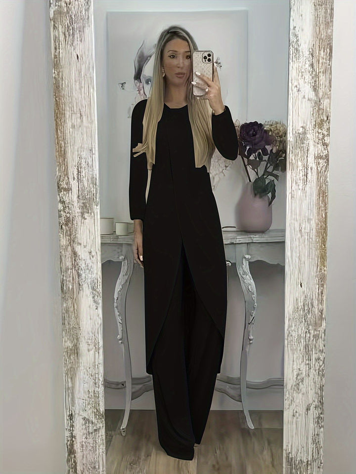 Women Elegant Maxi Dress with Wrap Look, Asymmetric Draping and Front Slit Mune Fashion