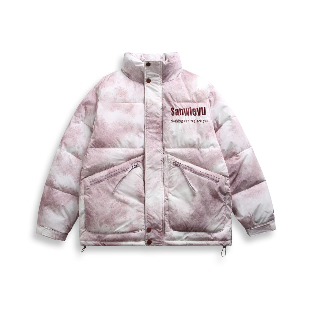 Unisex Short padded blouse jacket in boxy cut with high stand-up collar and diagonal zipper pockets Mune Fashion