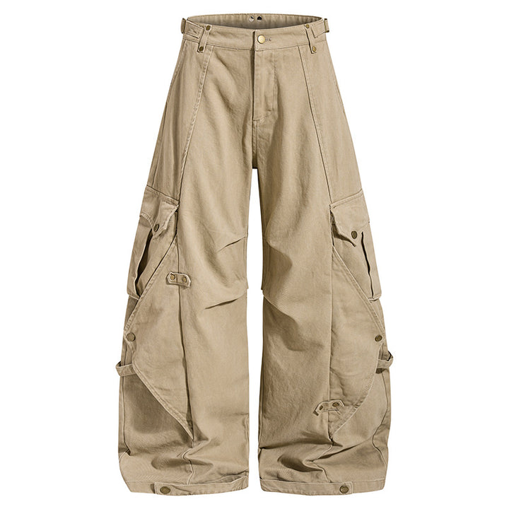Women wide cargo culotte pants with adjustable straps, large flap pockets, and balloon silhouette Mune Fashion