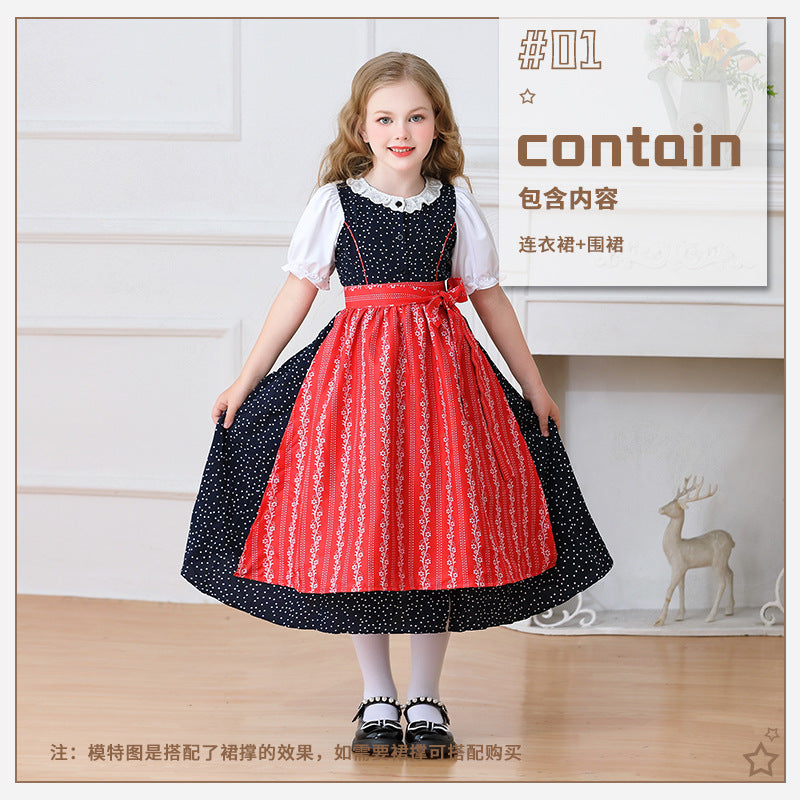 Ladies nan traditional dirndl dress for girls with detachable apron Mune Fashion