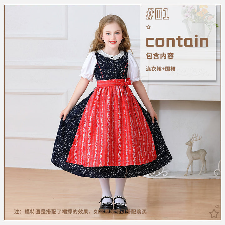 Ladies nan traditional dirndl dress for girls with detachable apron Mune Fashion