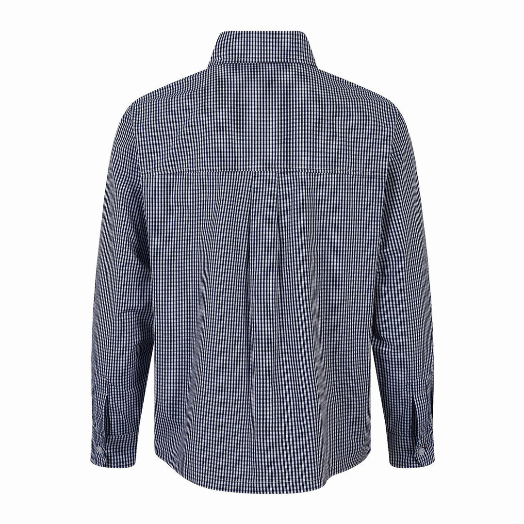 Men's Checkered Gingham Shirt with Button-Down Collar and Chest Embroidery Mune Fashion