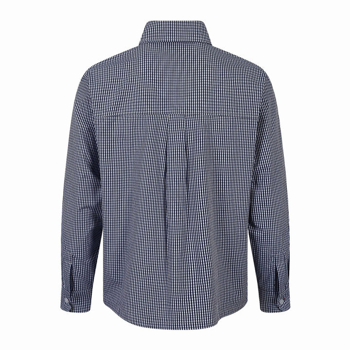 Men's Checkered Gingham Shirt with Button-Down Collar and Chest Embroidery Mune Fashion