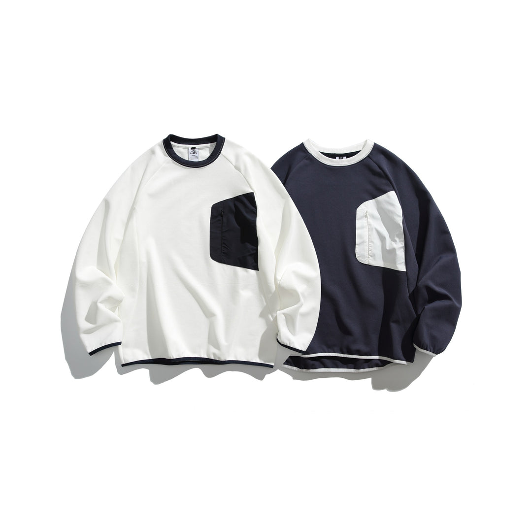 Unisex Boxy Sweatshirt with technical ribbed structure, applied zippered chest pocket and ribbed hem Mune Fashion