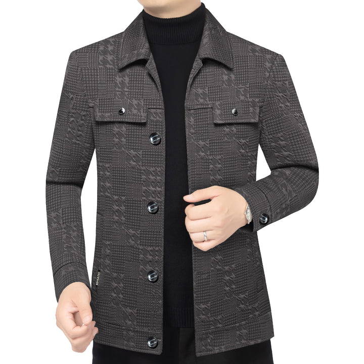 Men's Structured Overshirt in Glencheck Relief with Shirt Collar Mune Fashion