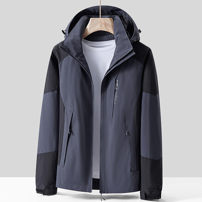 Unisex Breathable Softshell Outdoor Jacket in Colorblock Design with Adjustable Hood and Concealed Two-Way Zipper Mune Fashion