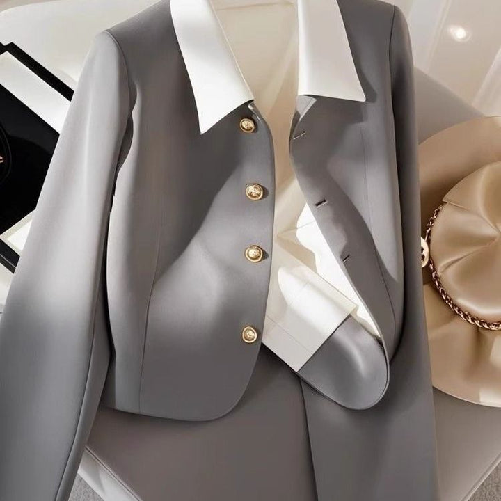 Women Elegant Blazer with Gold Buttons Mune Fashion