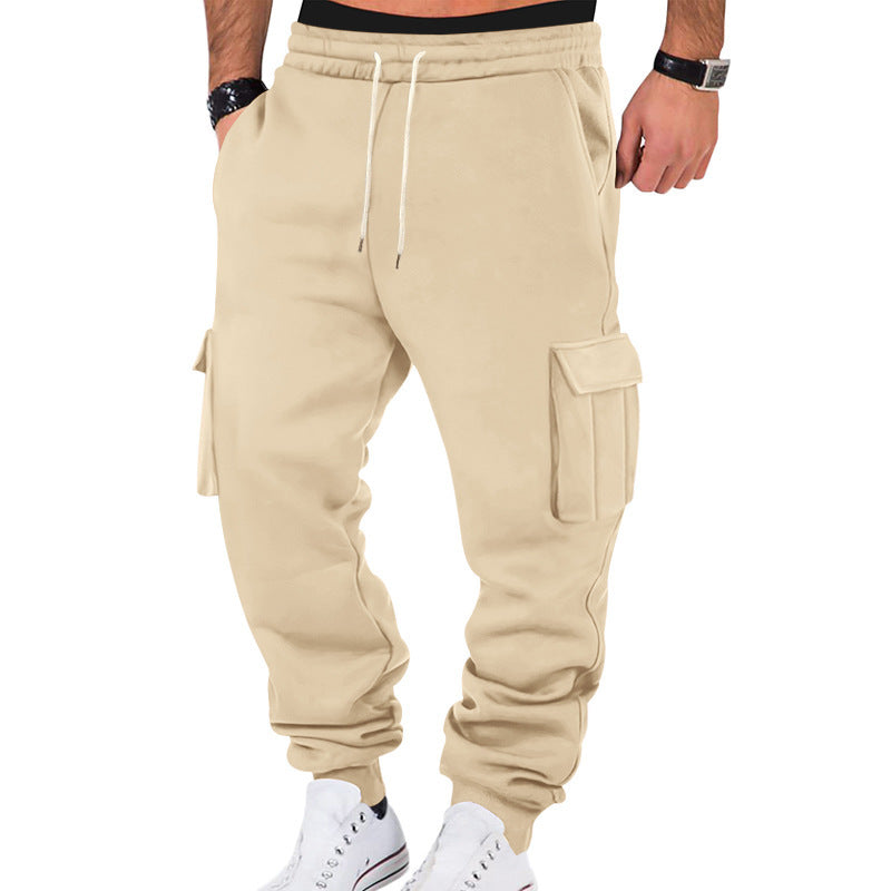 Men's casual cargo sweatpants with drawstring waistband, flap pockets and slim ankle cuffs Mune Fashion