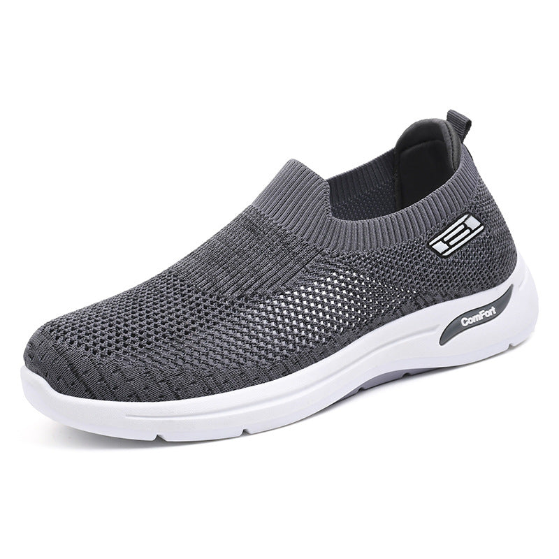 Ladies seamless knit slip-on everyday walker with elastic ankle shaft and shock-absorbing air cushion midsole Mune Fashion