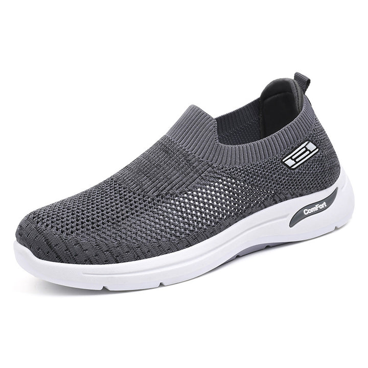Ladies seamless knit slip-on everyday walker with elastic ankle shaft and shock-absorbing air cushion midsole Mune Fashion